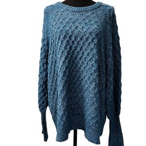 Terra & Sky Sweater Women's Sz 1X Honeycomb‎ Stitch Balloon Sleeve Pullover Top